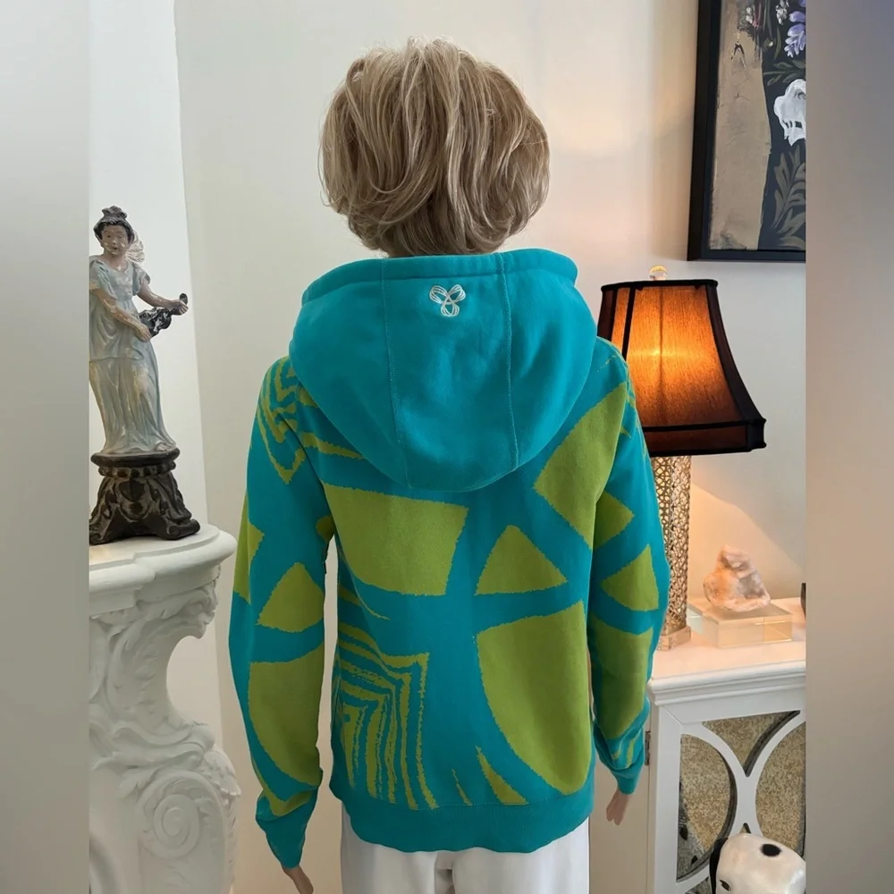 Vibrant Teal and Lime Green Hoodie - Picture 9 of 16